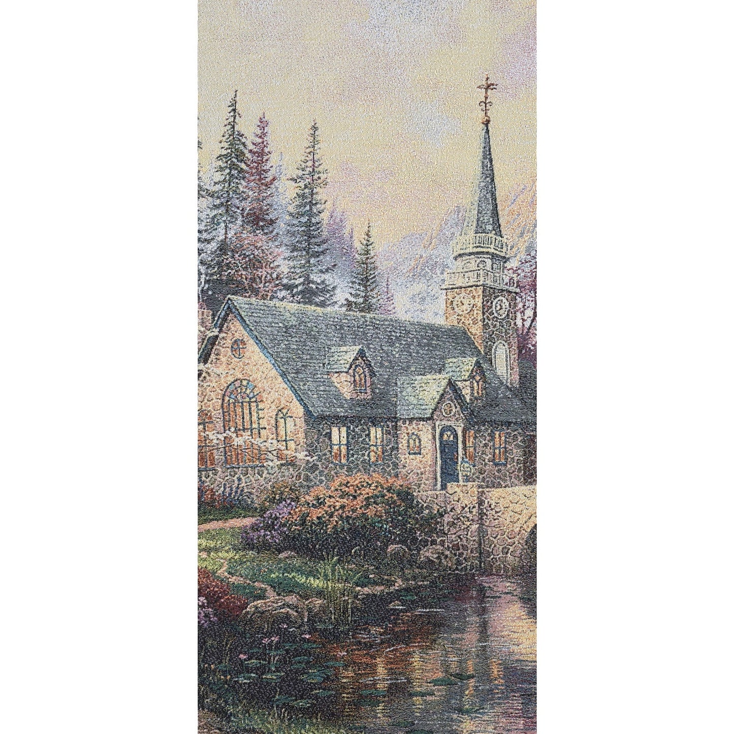 Thomas Kinkade 2006 Lord’s Prayer Tapestry Throw 60x51 Vintage Chapel Scene