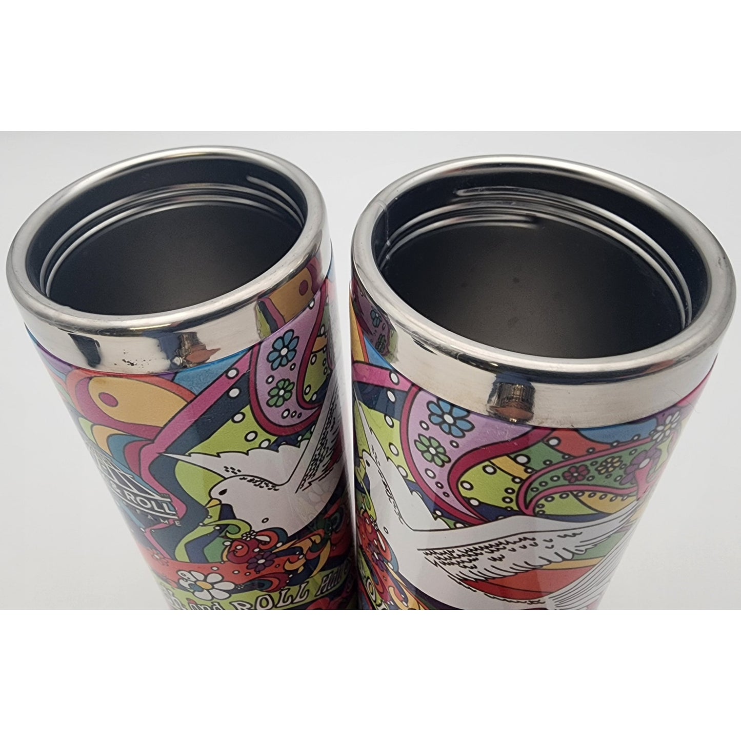 2 Rock & Roll Hall of Fame Tumblers Cleveland OH Peace Dove Hippie Psychedelic