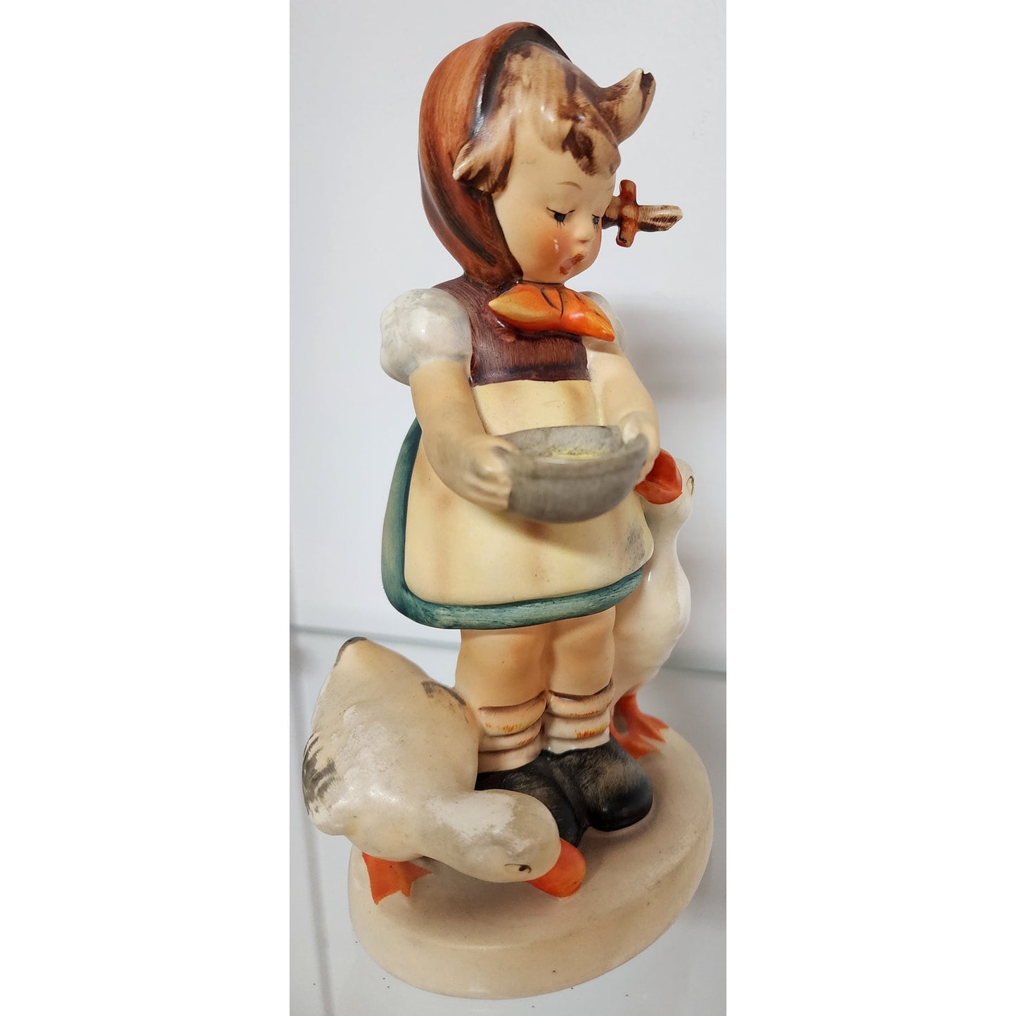 Hummel Goebel Figurine “Be Patient” TMK-2 Full Bee Girl with Ducks 1950s 6.5"