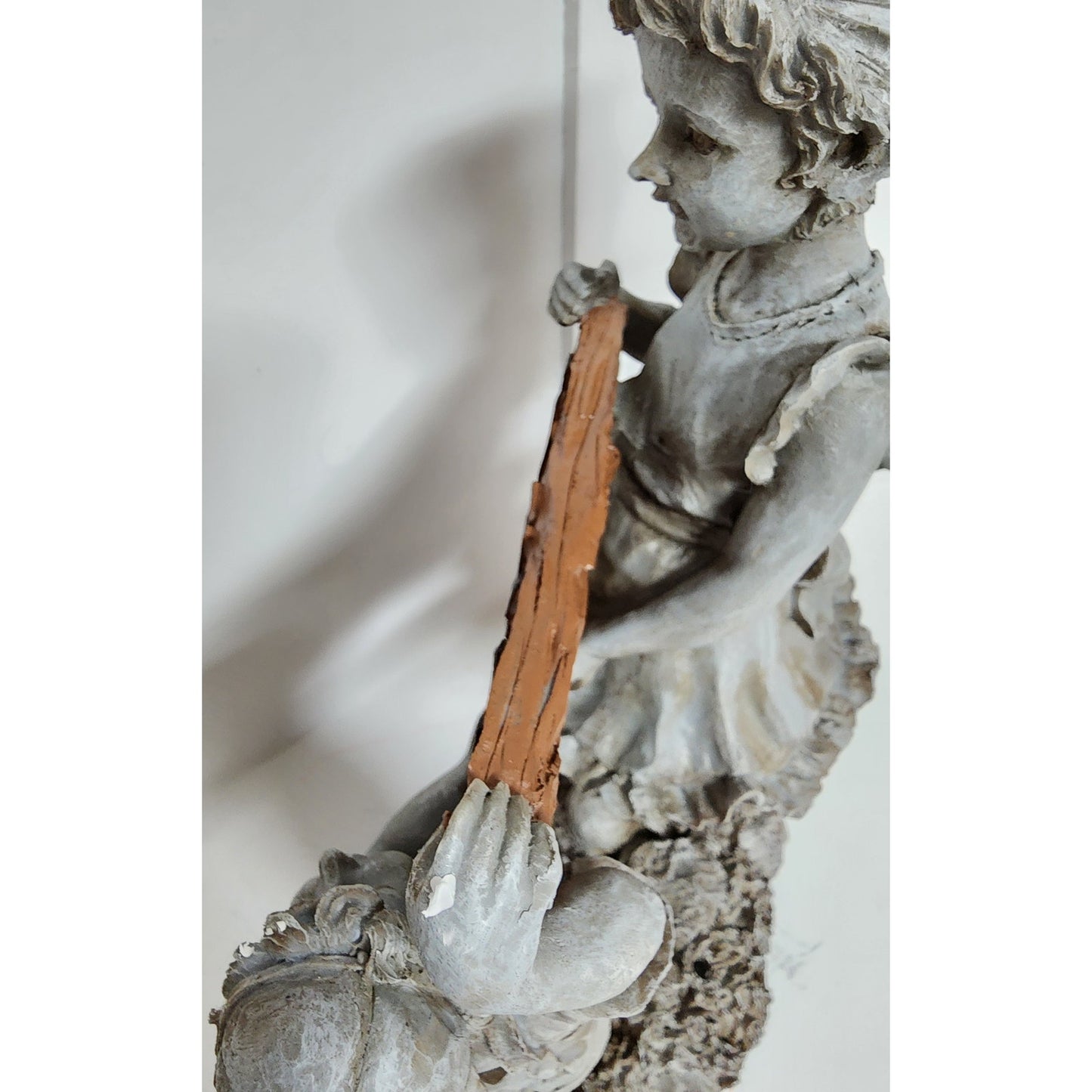 Vintage Resin Children Figurine Holding “God Bless America” Sign 11.5" Patriotic