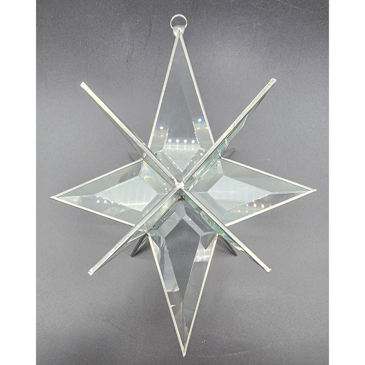 Vintage Artique Lexington Beveled Jade Glass 3D Moravian Star Suncatcher Boxed