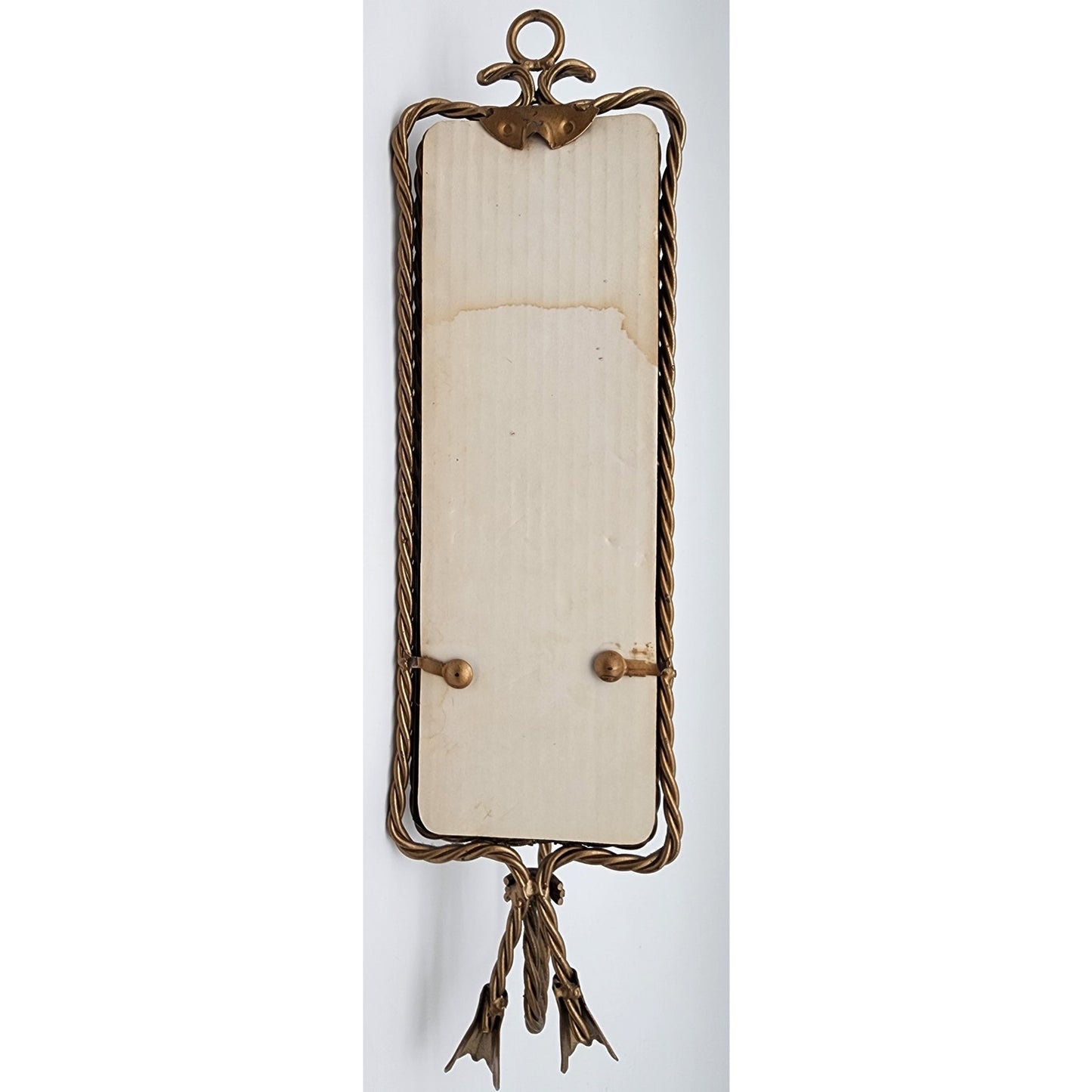 Antique Gold Wall Mirror Candle Holder – Etched Glass Hurricane w/ Purple Candle