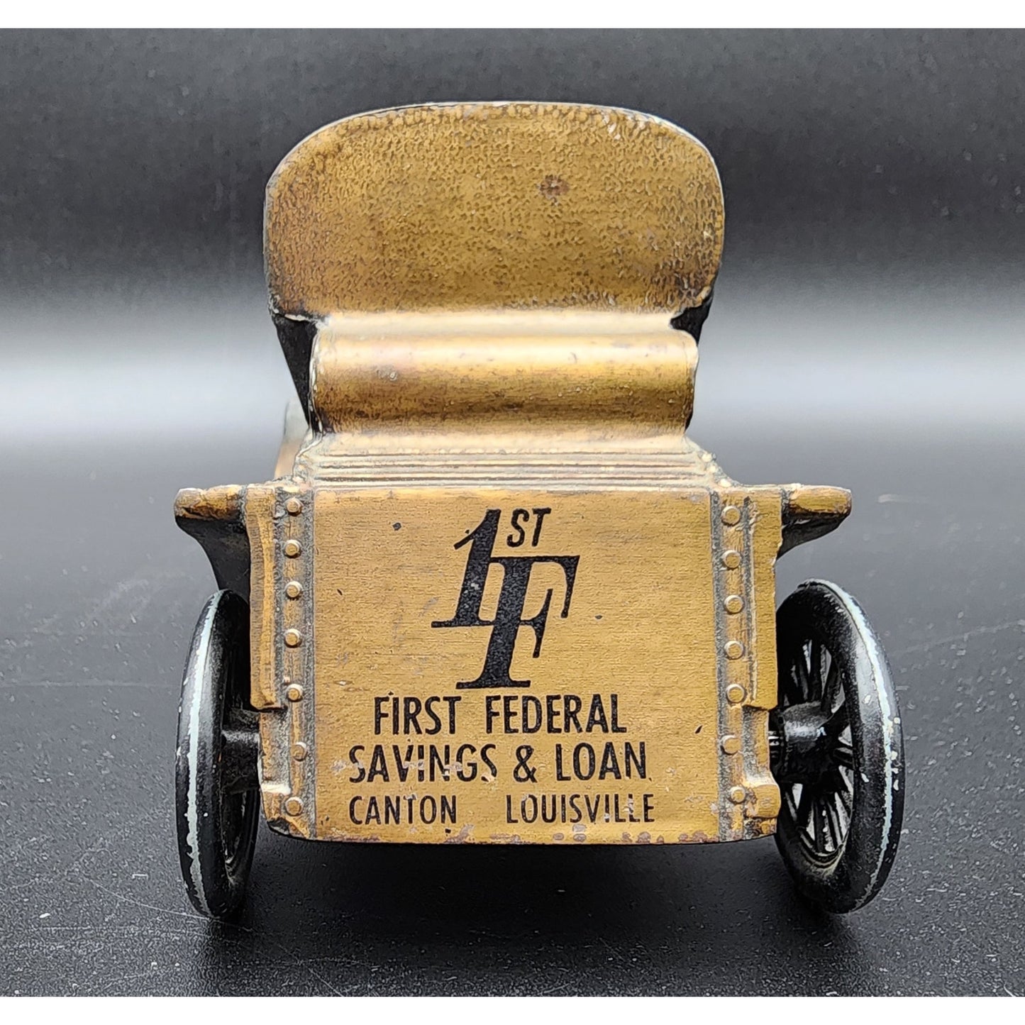 Vintage Brass Die‑Cast Car Bank First Federal Savings & Loan Canton Louisville