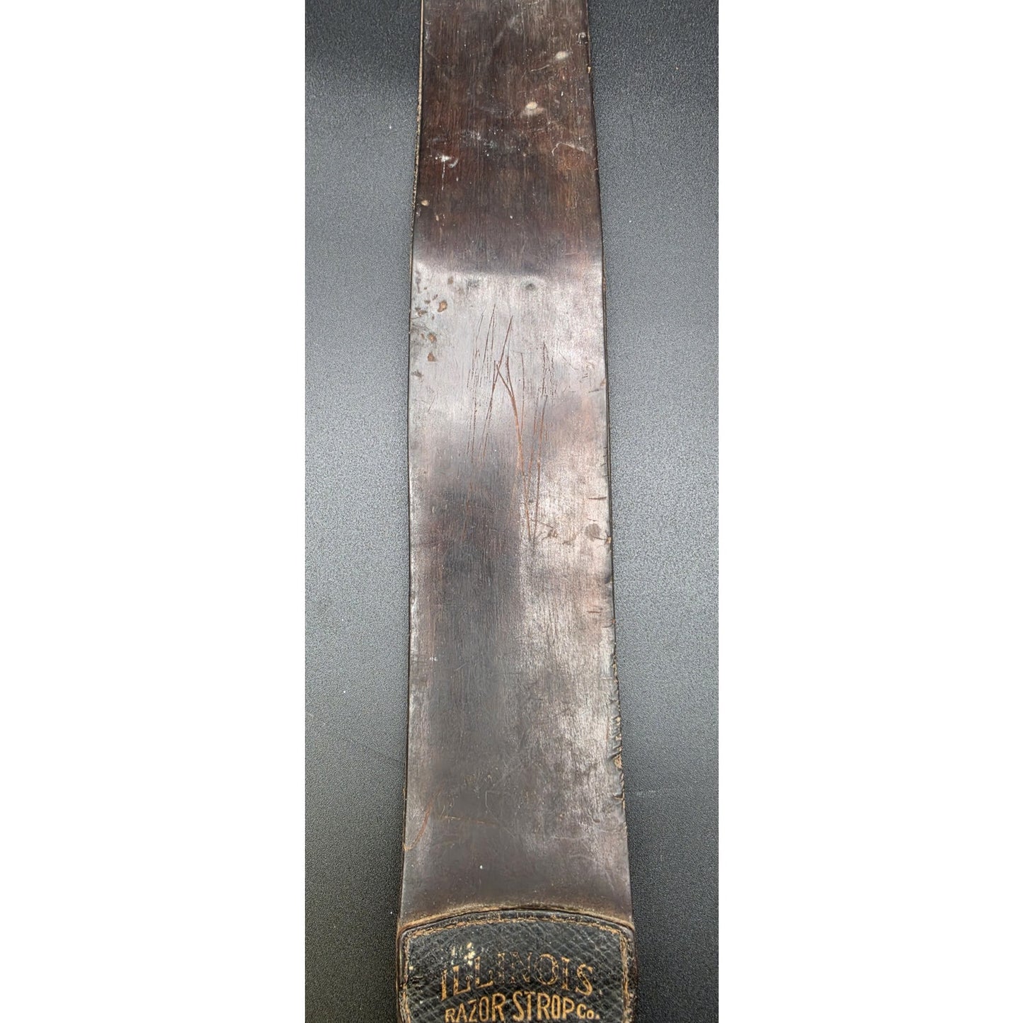Vintage Illinois Barber Razor Strop 6534 Two‑Sided Leather w/ Brass Ring