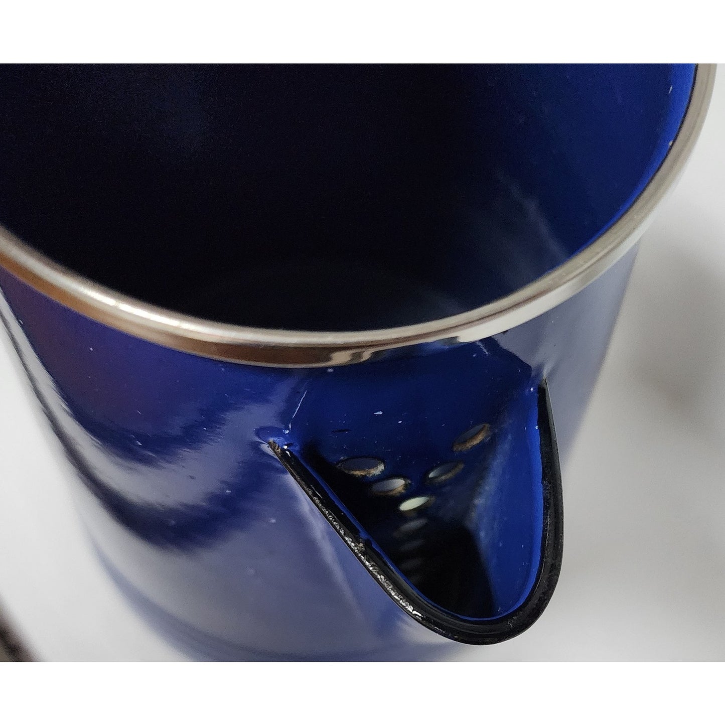 Vintage - Beautiful Blue Speckled Enamelware Water Kettle Pot w/ Handle & Lid