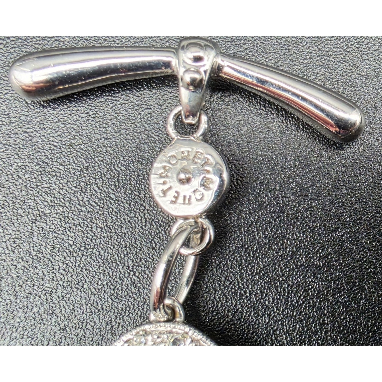 Vintage Monet Silver Oval Link Bracelet 7.75" Toggle Clasp Elegant Shine