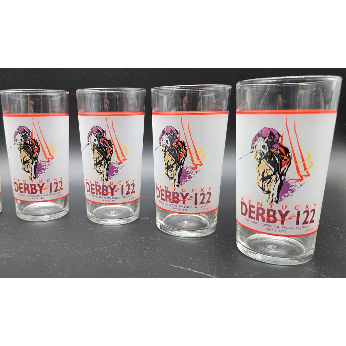 Vintage 1996 Kentucky Derby 122nd Glasses / Tumblers Set of 8 Churchill Downs