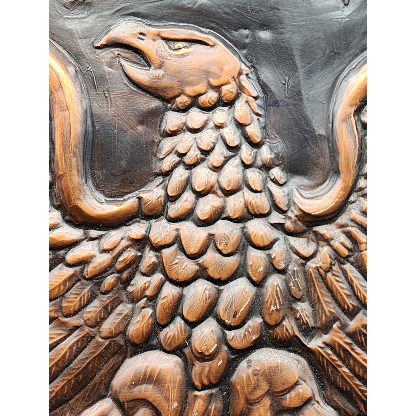 Vintage Embossed Copper Eagle Art 19x11 Patriotic Handmade Metal Wall Panel