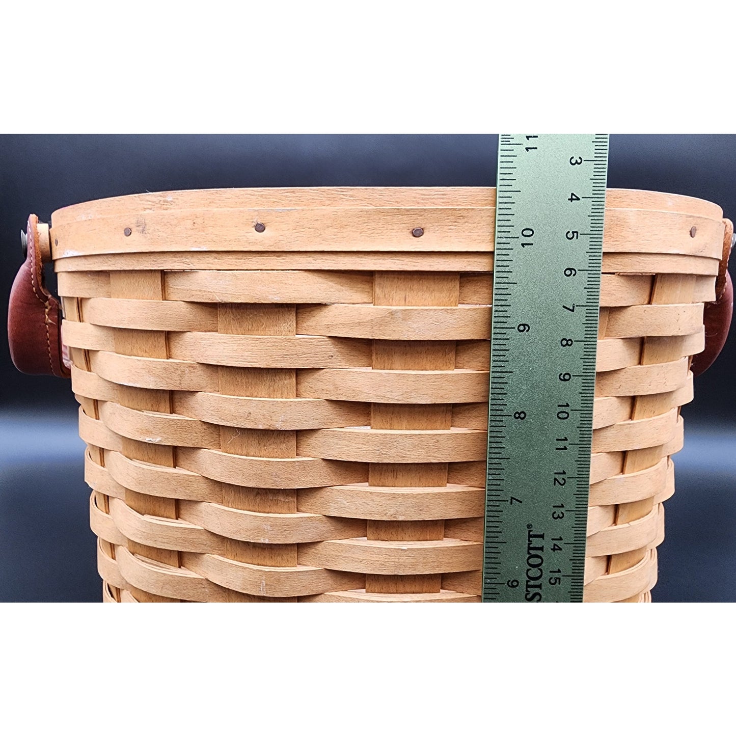 2005 Longaberger Leather Handles Basket Signed TET w/ Liner 11.5" x 9.25"