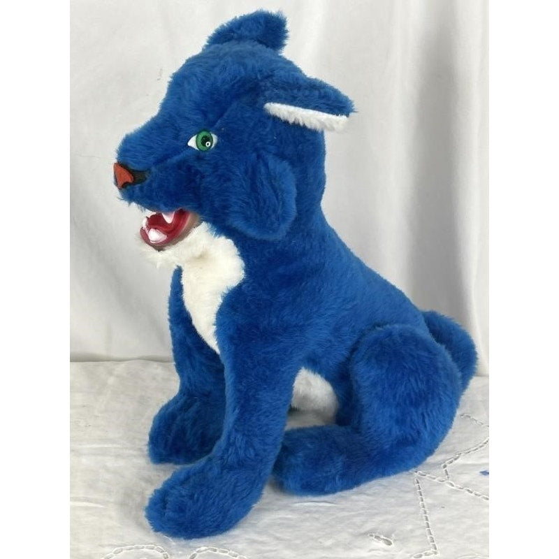 Vintage Rushton Co UK Wildcat Plush Doll Royal Blue White Fur 16.5" Univ KY