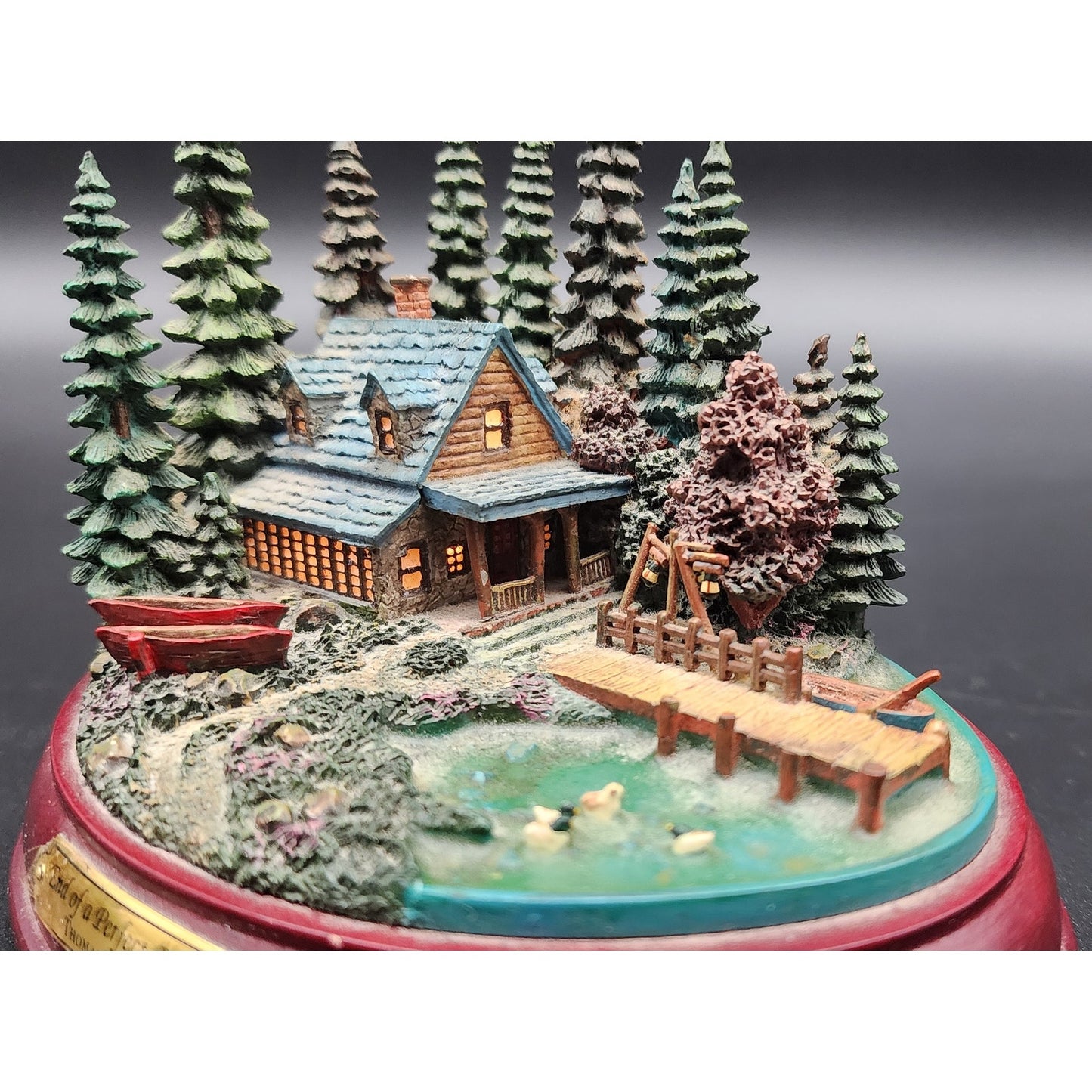 Thomas Kinkade Hawthorne Village Cabin Sculpture Set of 5 Lighted VTG (CoA on 2)