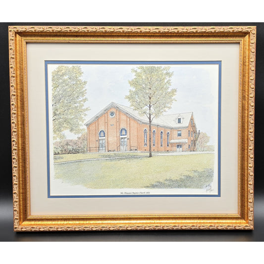 Howard Fain Signed Mt Pleasant Baptist Church 1801 Beautifully Framed Lithograph