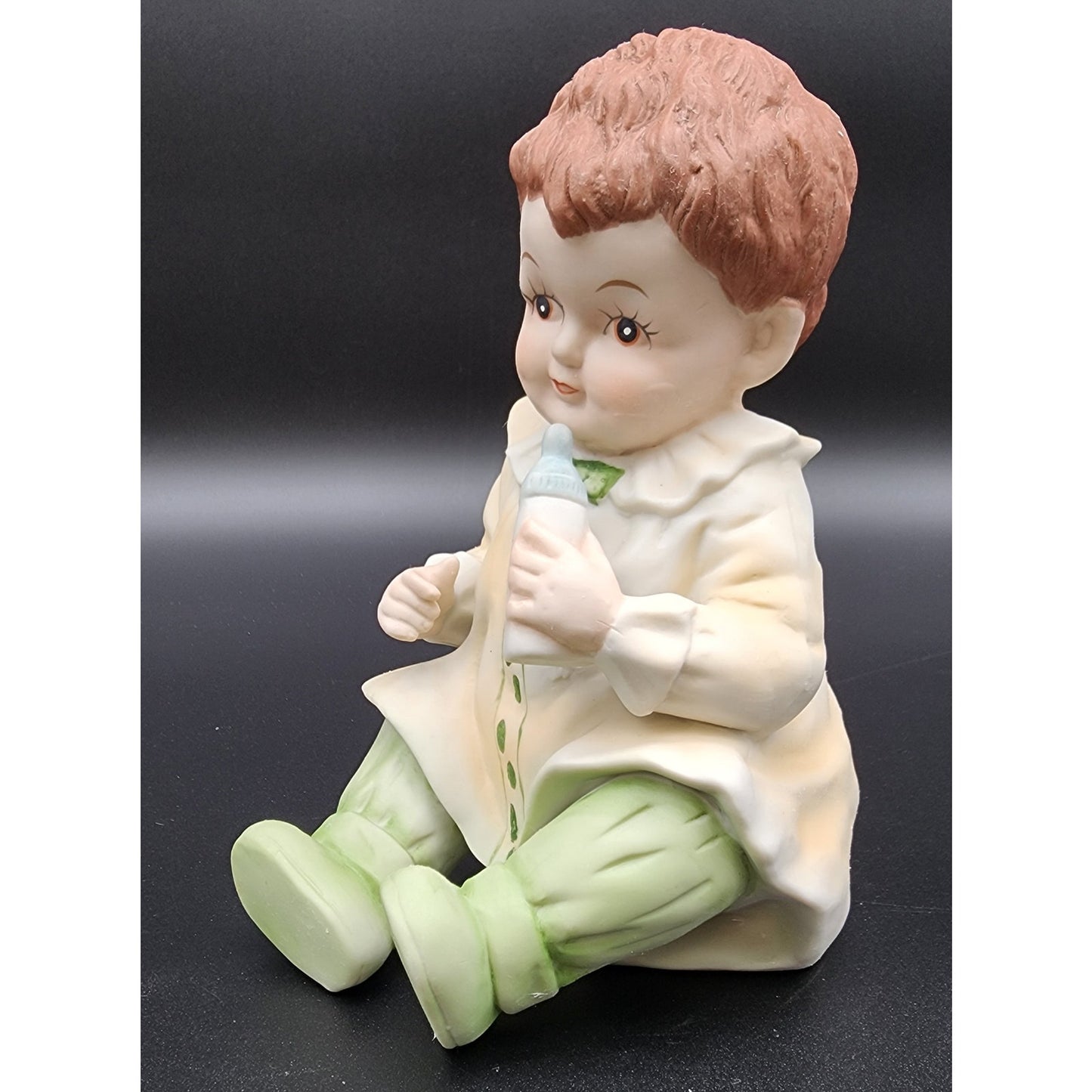 Vintage Porcelain Baby Figurine Handpainted Child with Bottle 7" Cameo Mark