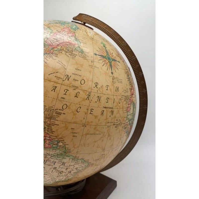 Replogle World Premiere 12" Illuminated Globe Vintage Wood Base LED Tested