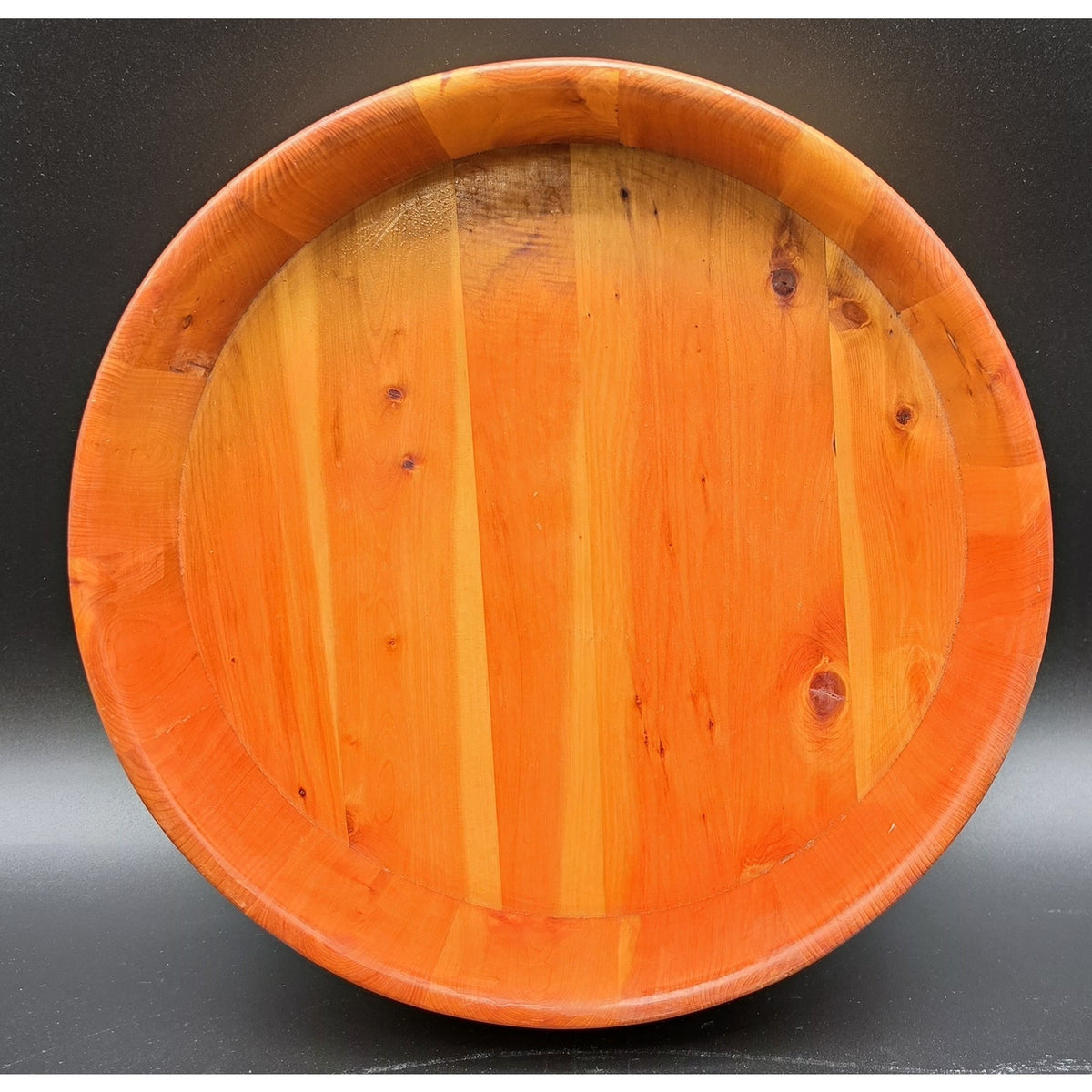 Vintage Japanese Wood Hangiri Sushi Oke Basin Bowl 10" Tray Bamboo Hoops Signed