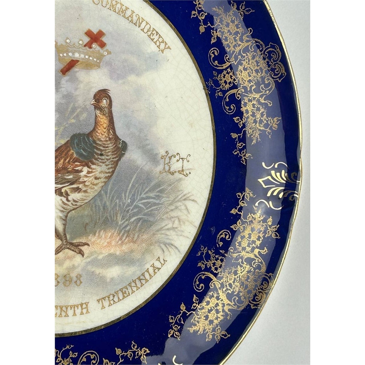 1898 Masonic Plate Pittsburgh Commandery No.1 Knowles Taylor Gold Gilt Porcelain