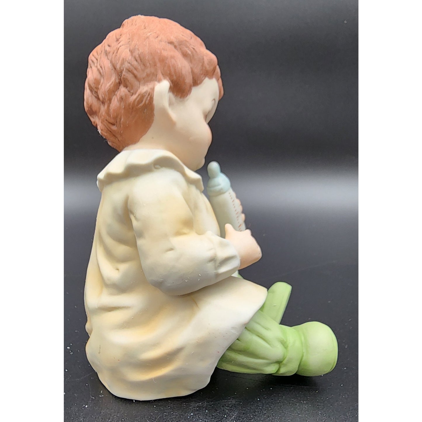 Vintage Porcelain Baby Figurine Handpainted Child with Bottle 7" Cameo Mark