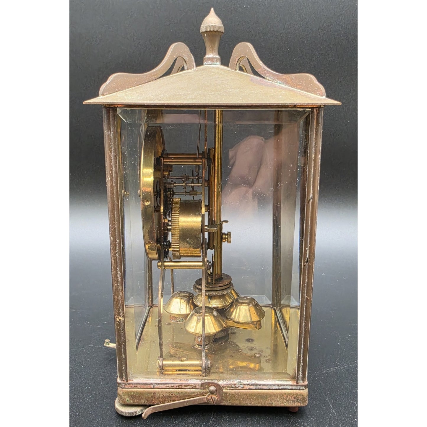 Vintage Schatz 400‑Day Torsion Clock Germany Brass & Glass Case w/ Key – Repair