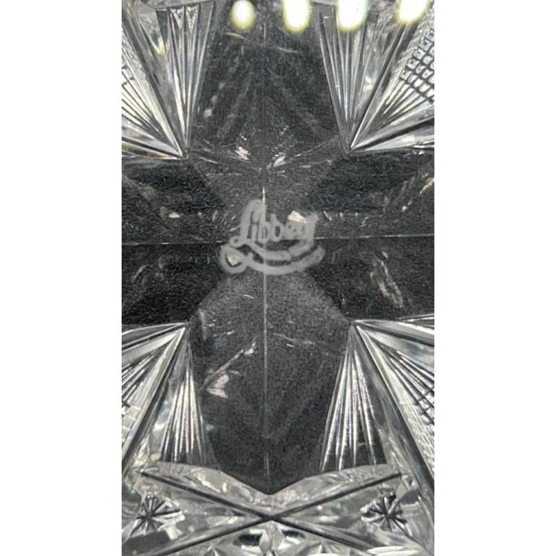 VTG Violetta Lead Crystal Bowl & Libbey Cut Glass Oval Serving Dish Starburst