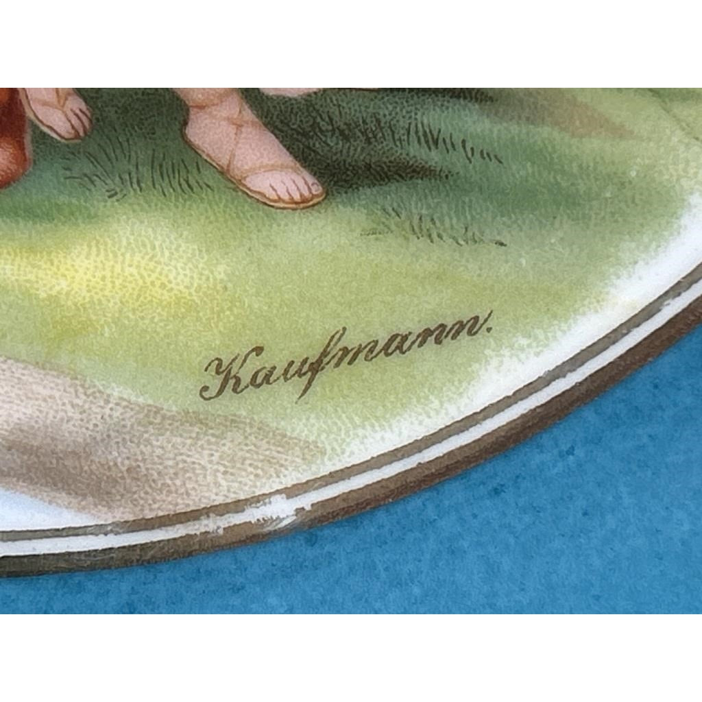 Victoria Austria Sevres Style Kaufmann Watteau Scene Plate 10" Celeste Blue 22K Gold