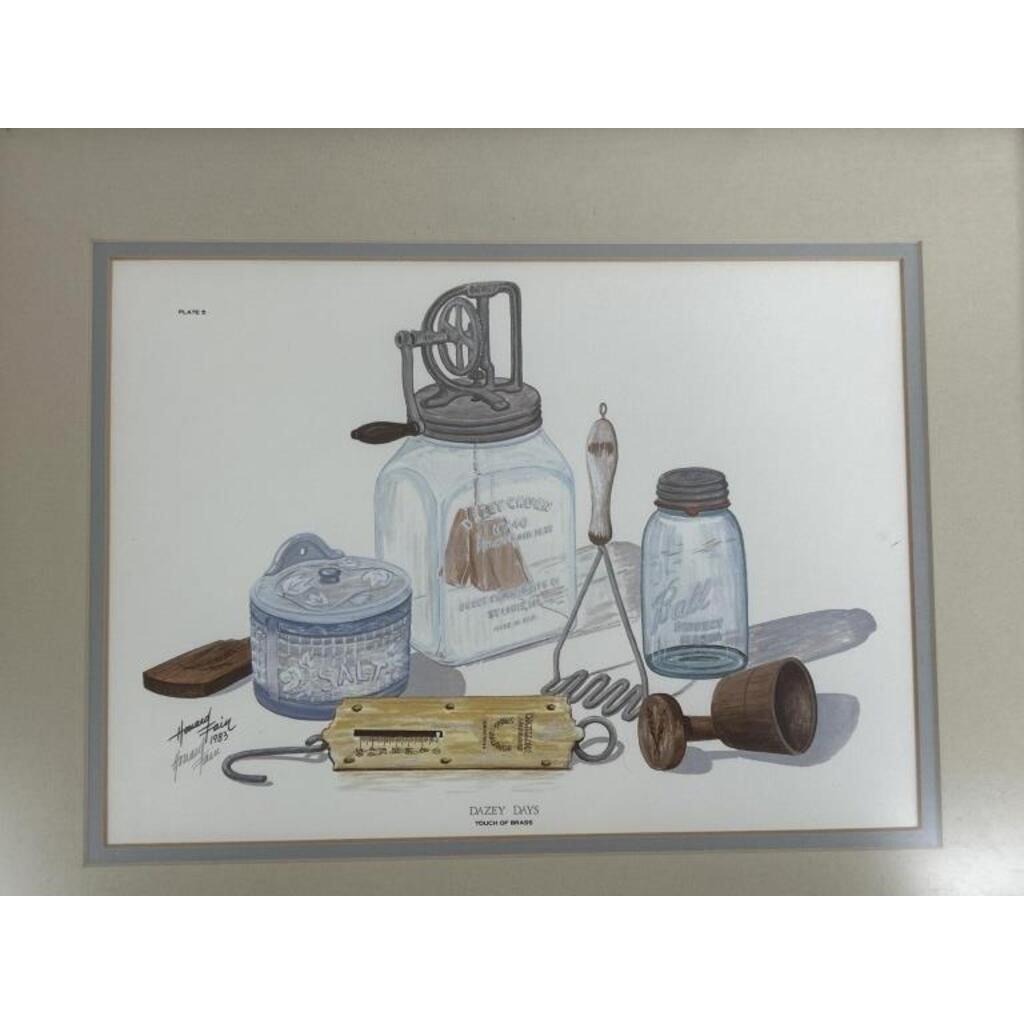 1983 Howard Fain “Dazey Days” Signed Lithograph Framed Double Matted 16"