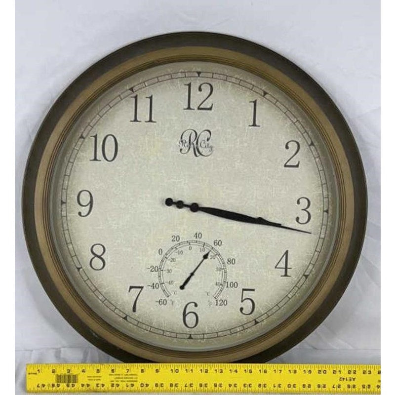 River City 24" Wall Clock No.6 Indoor Outdoor Temp Hygrometer Vintage Style