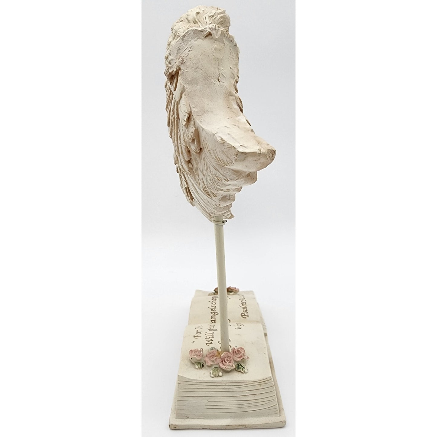 Angel Wing Guardian Figurine w/ Psalms 91:11 Bible Base  11.5" Inspiring Ceramic