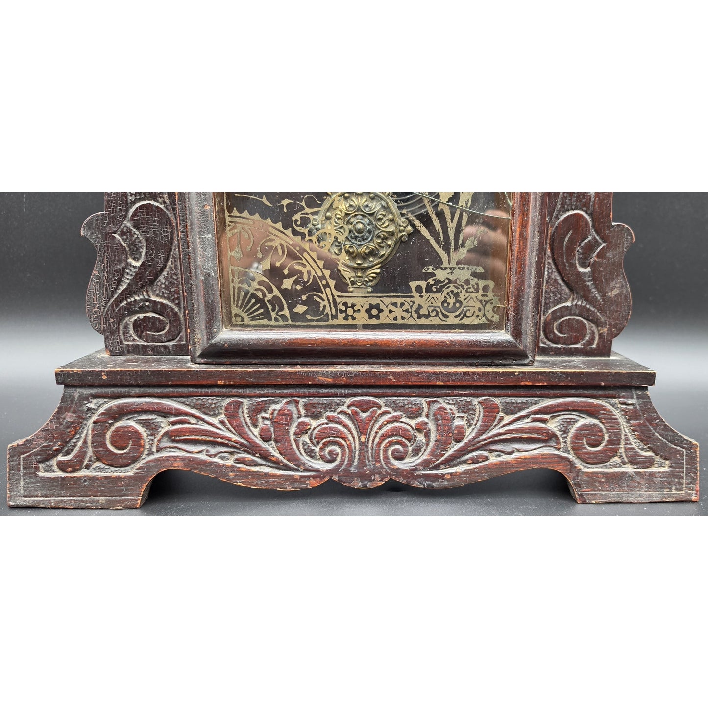 Vintage Sessions Regulator Clock Dual Wind Wood Case Ornate Carved w/ Key