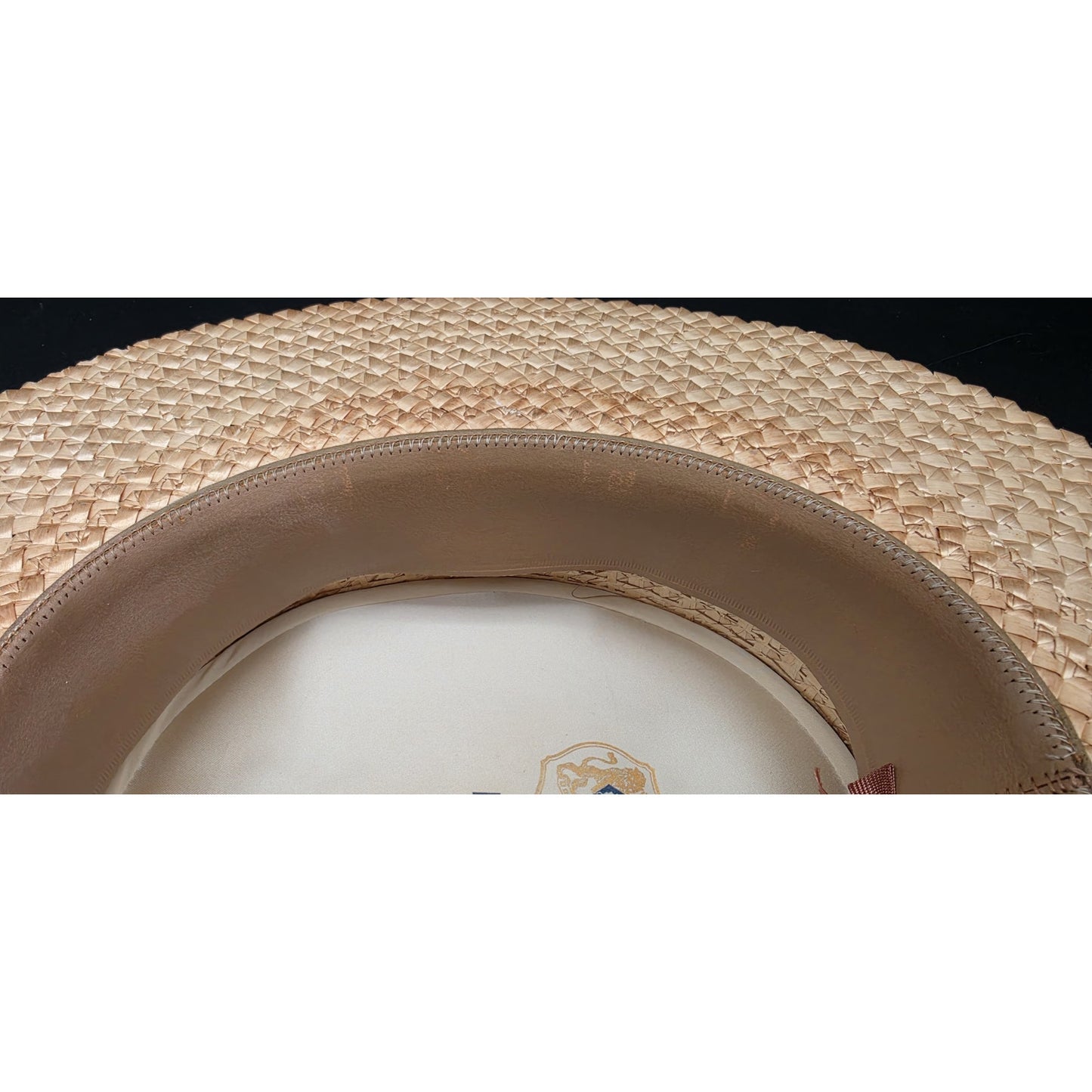 Vintage Dobbs Fifth Ave Tan Straw Boater Hat w/ Black & Red Ribbon 6oz - Nice