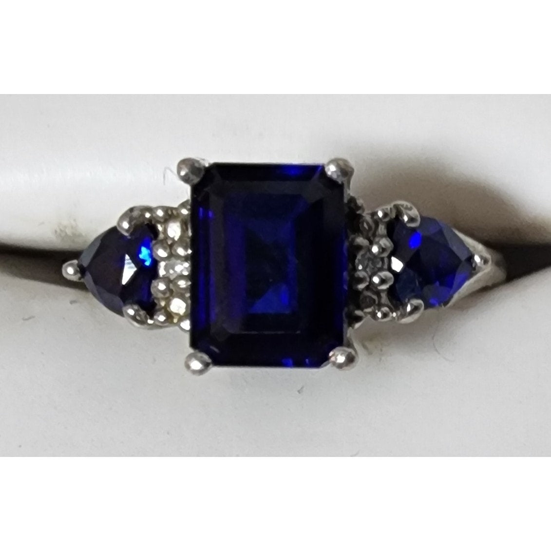 2 Vintage Sterling Silver Rings Size 7 w/ Diamonds & Gemstones + Gift Box