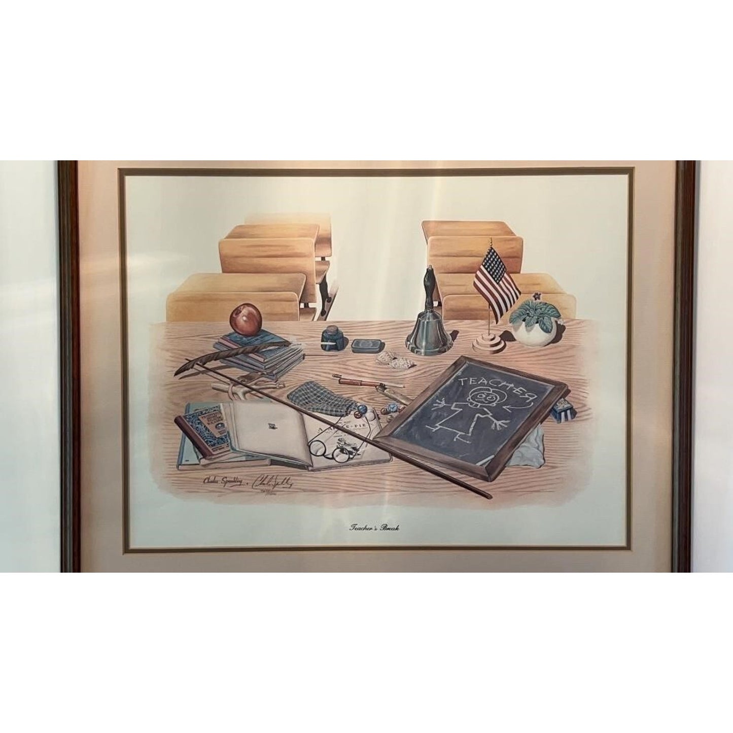 Vintage Charles Spaulding 'Teacher’s Break' Framed Print
