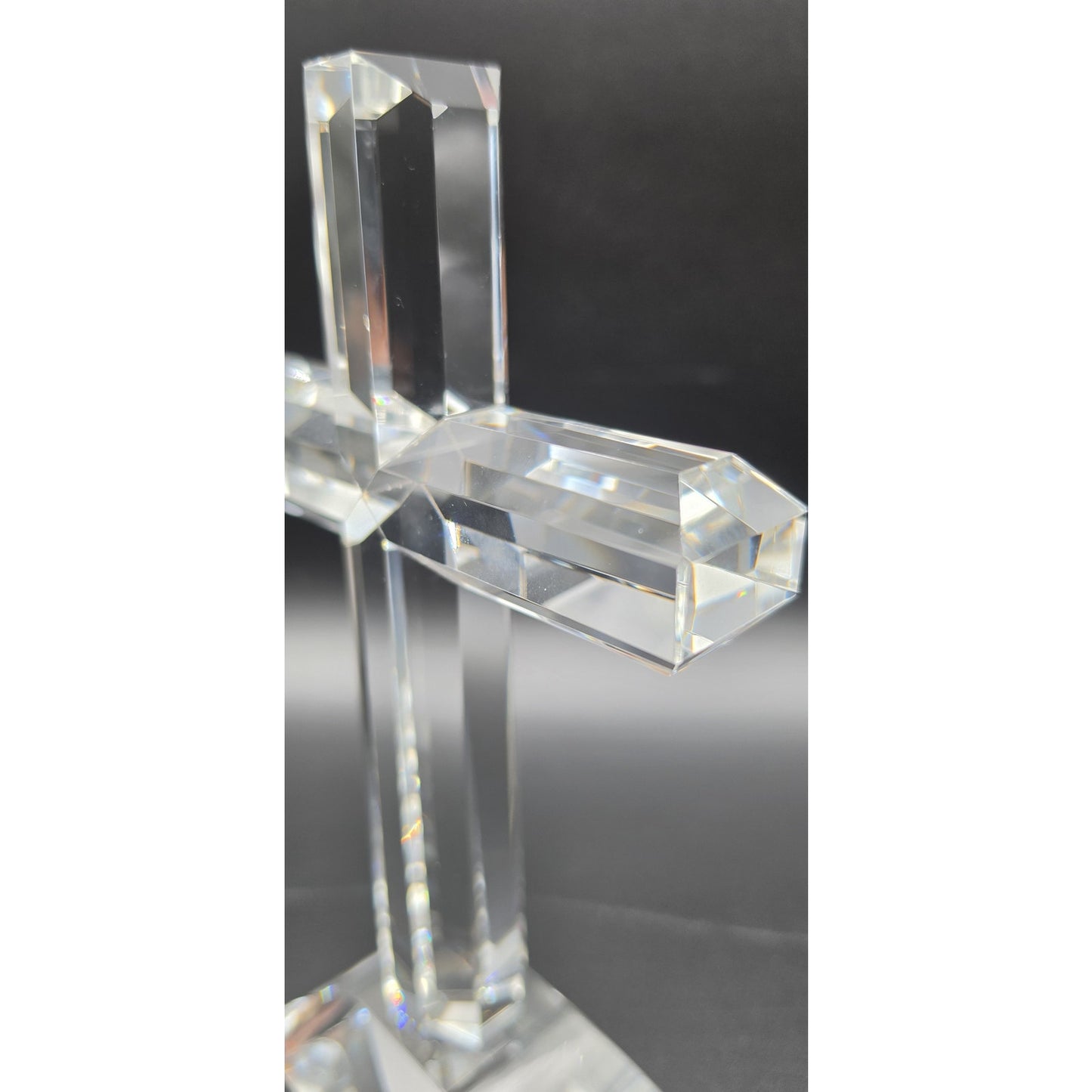 Vintage Cut Lead Crystal Cross 8.5" Tall Heavy 1lb 11oz Stunning Clarity