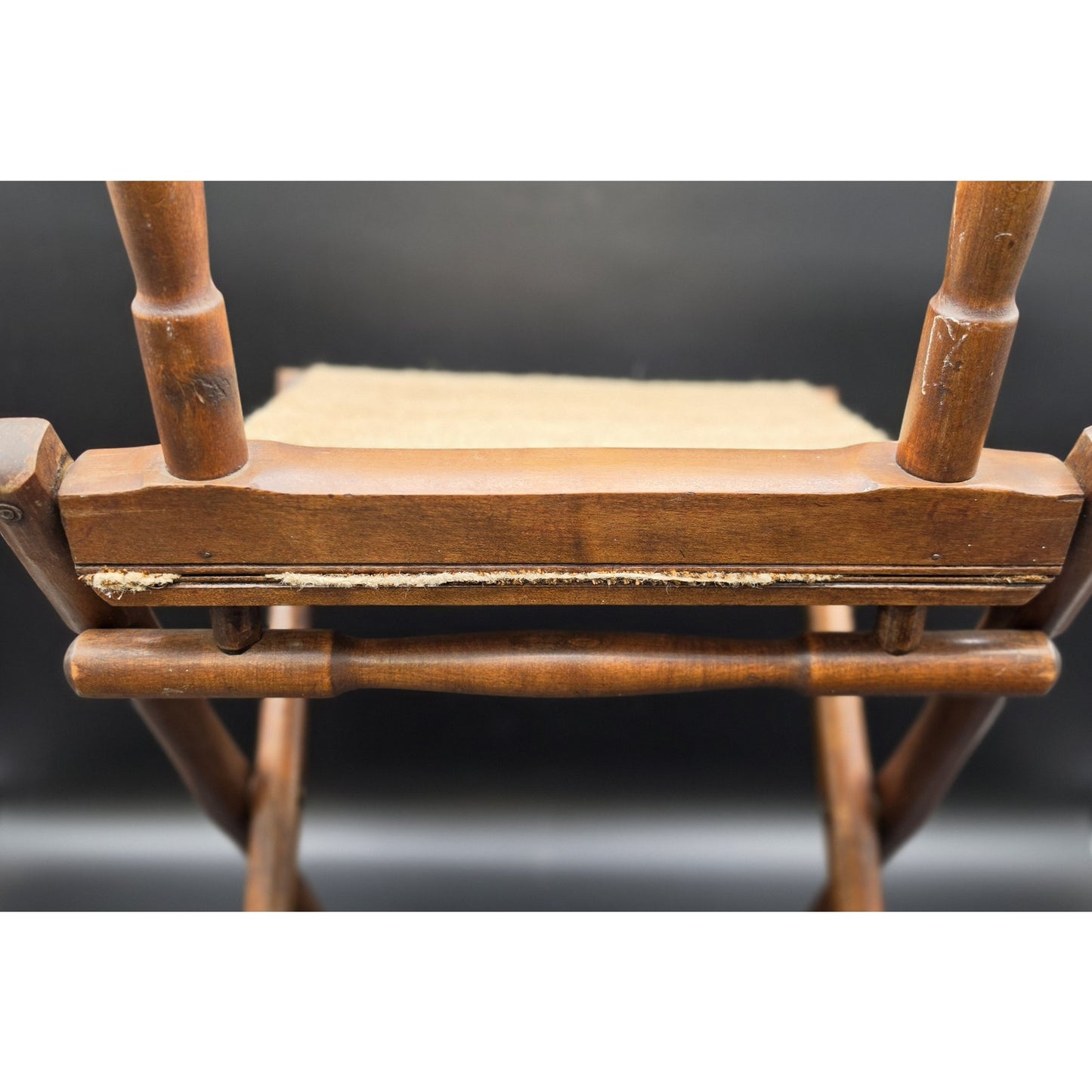Federal Era Hardwood Folding Chair w/ Woven Seat, Unique Fold System, 1800s
