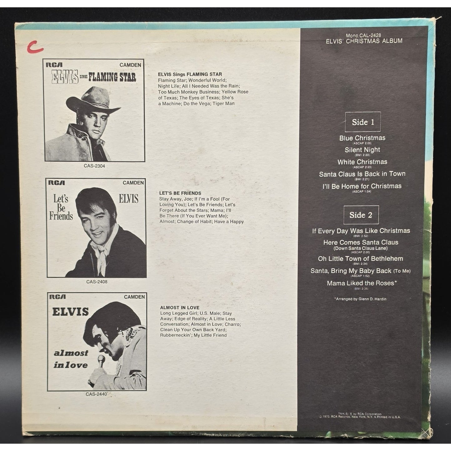 Elvis’ Christmas Album 1970 RCA Camden Mono LP – Good Jacket, Clean Vinyl