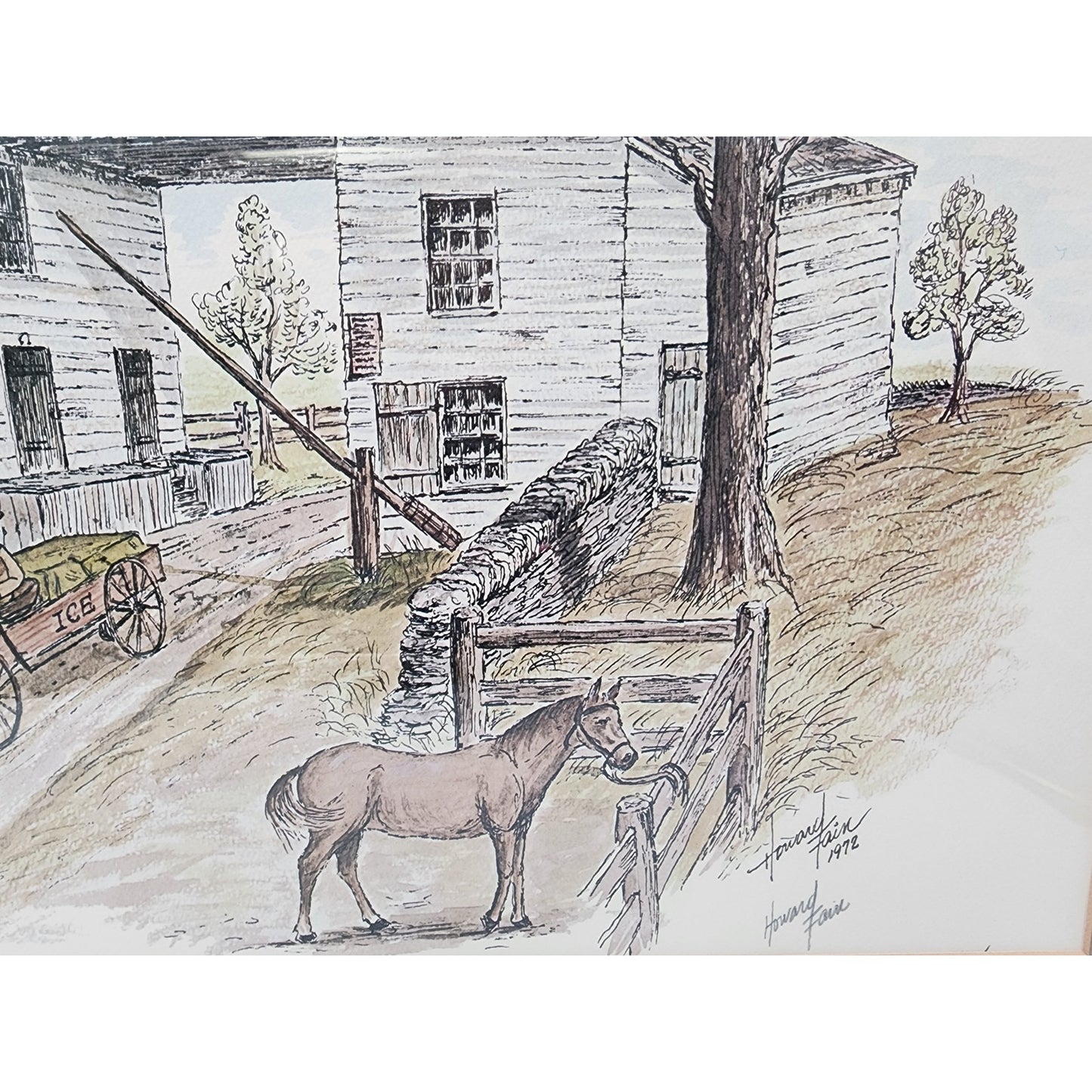 1972 Howard Fain Lithograph "The Tollgate House" Signed Framed Gold Ornate
