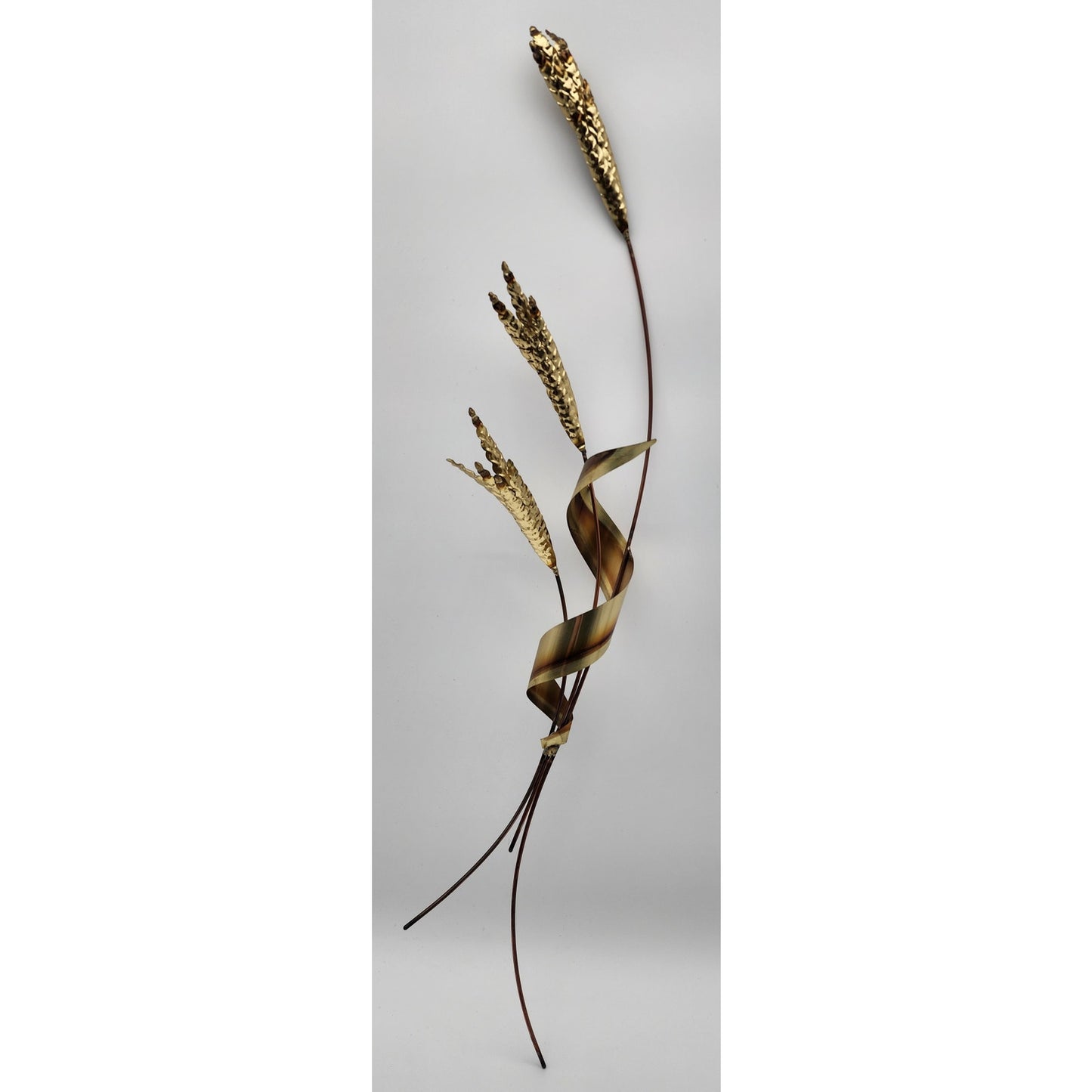 Vintage Brass & Copper Wheat Wall Art Pair – 31" Metal Sculptures Left/Right