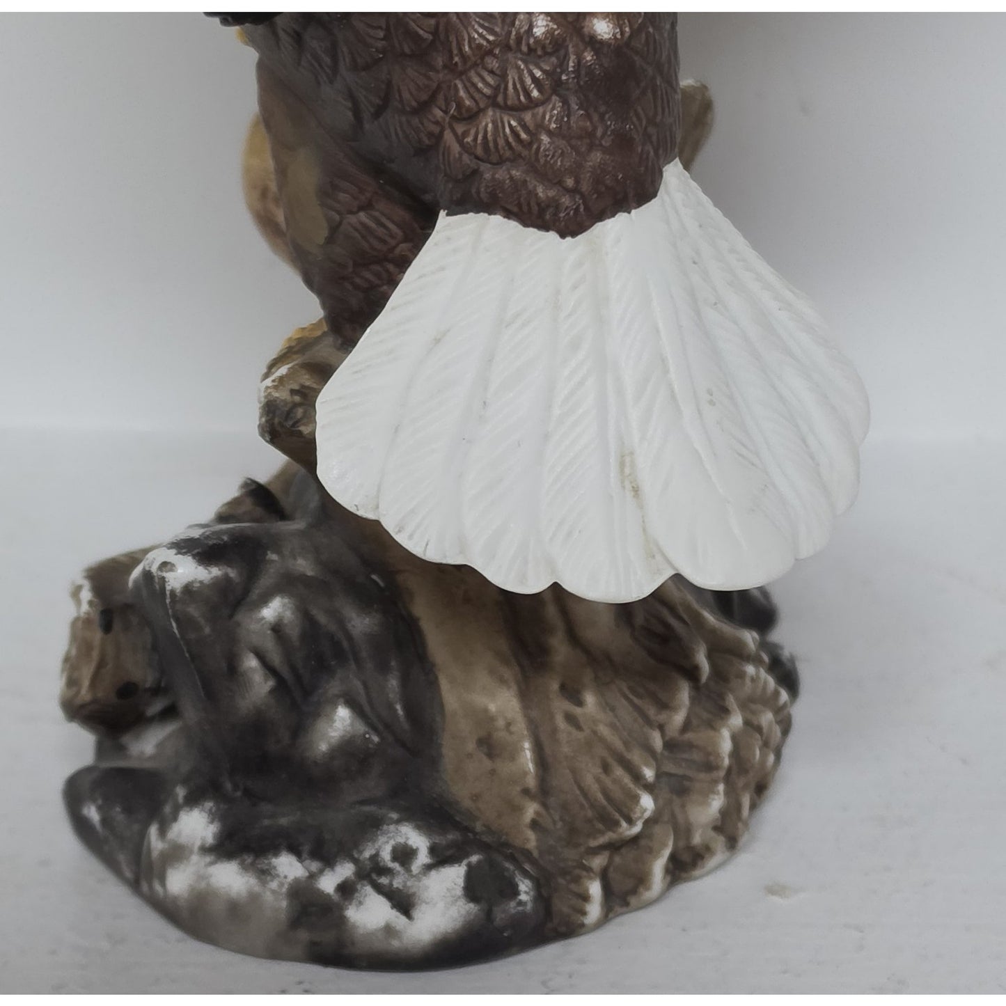 Vintage Taiwan Hand Painted Eagle & Fledgling Porcelain Figurine 8.5"