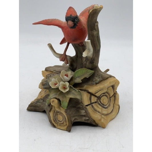 Vintage Cardinal Music Figurine – Wind-Up – 6" Tall – Charming Woodland Design - Rare