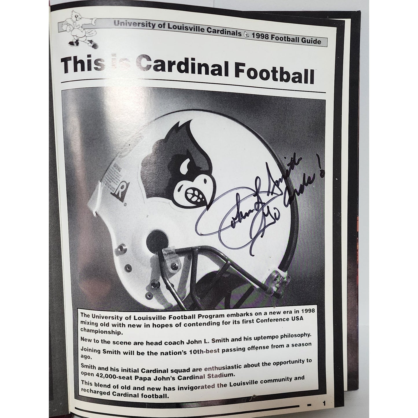 Louisville 1998 Cardinal Football Book Signed John L Smith 200pgs Stats Photos