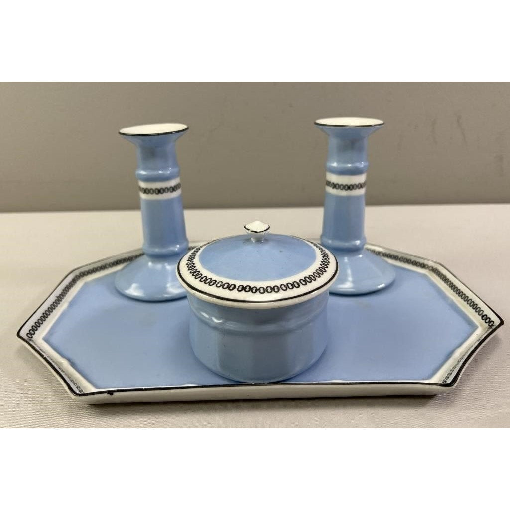 Moschendorf Bavaria Vintage 5 Piece Dresser Set, Tray, Candlesticks & Jar (Rare)