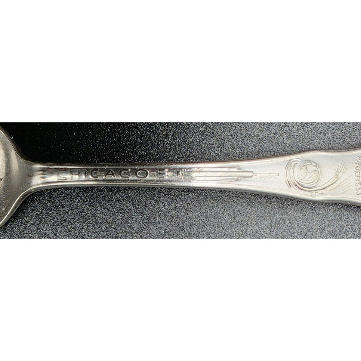 1933 Chicago Worlds Fair Souvenir Silver Spoon Wm A Rogers Science Court Travel