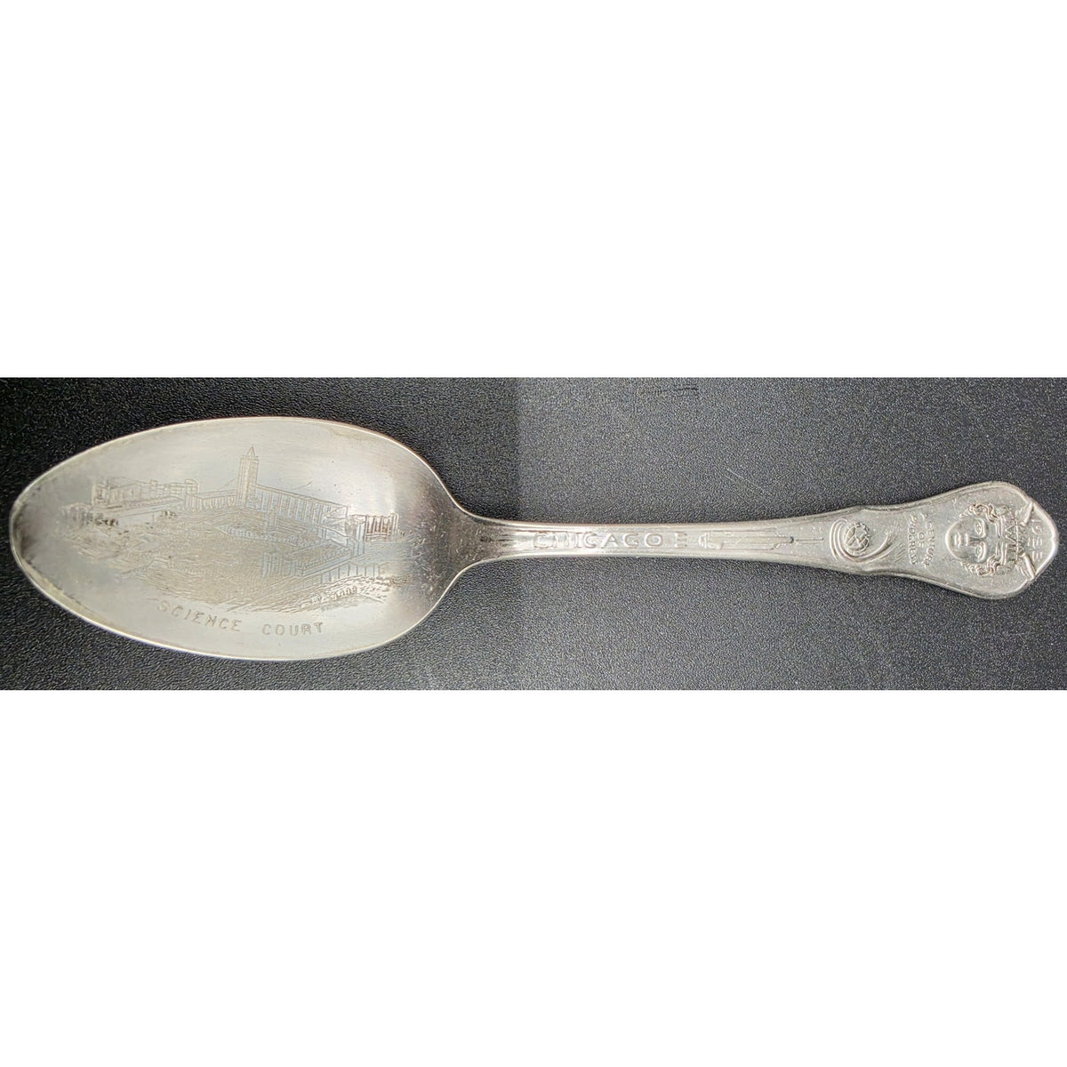 1933 Chicago Worlds Fair Souvenir Silver Spoon Wm A Rogers Science Court Travel