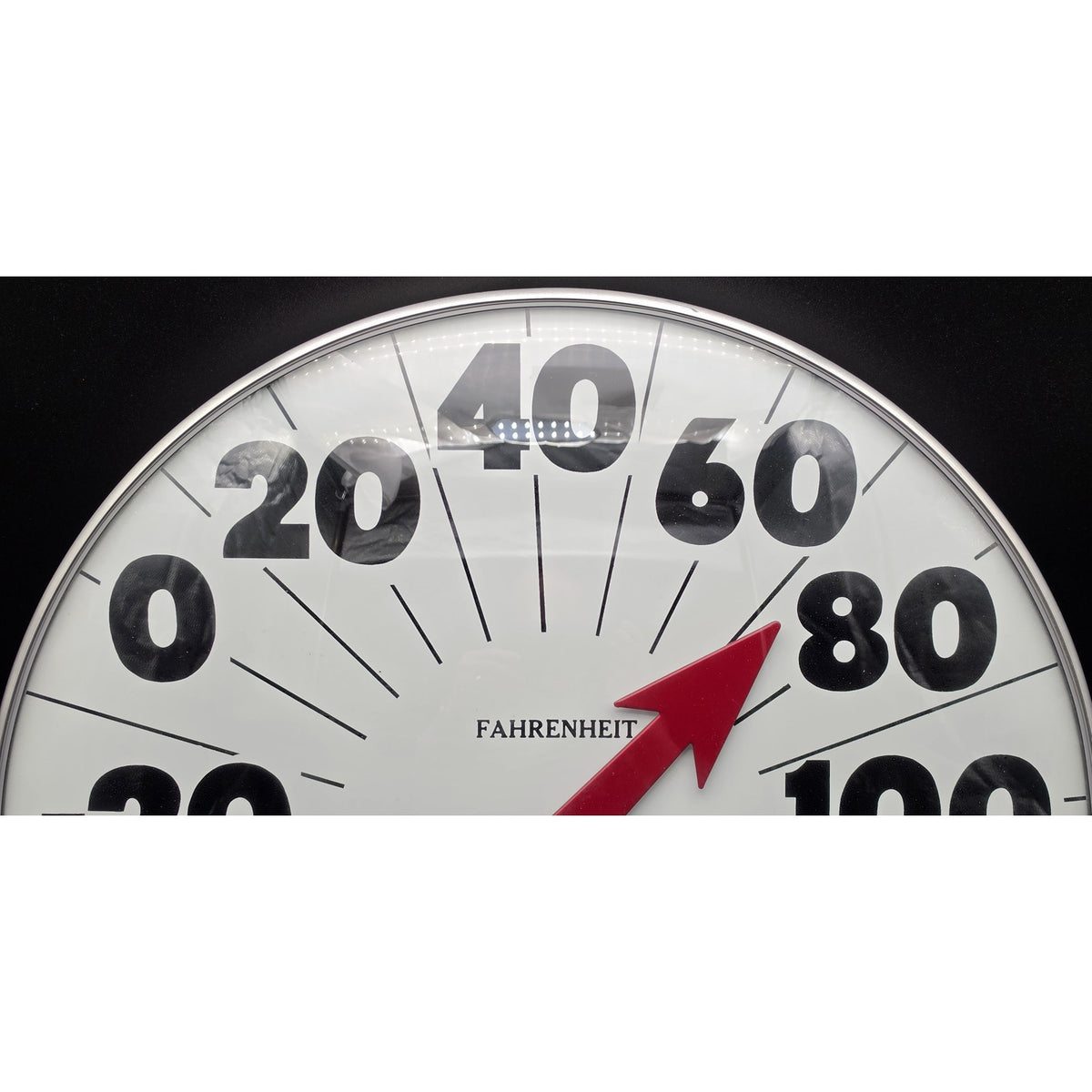 Vintage Hoffritz 18" Jumbo Dial Wall Thermometer Metal USA Fahrenheit Glass