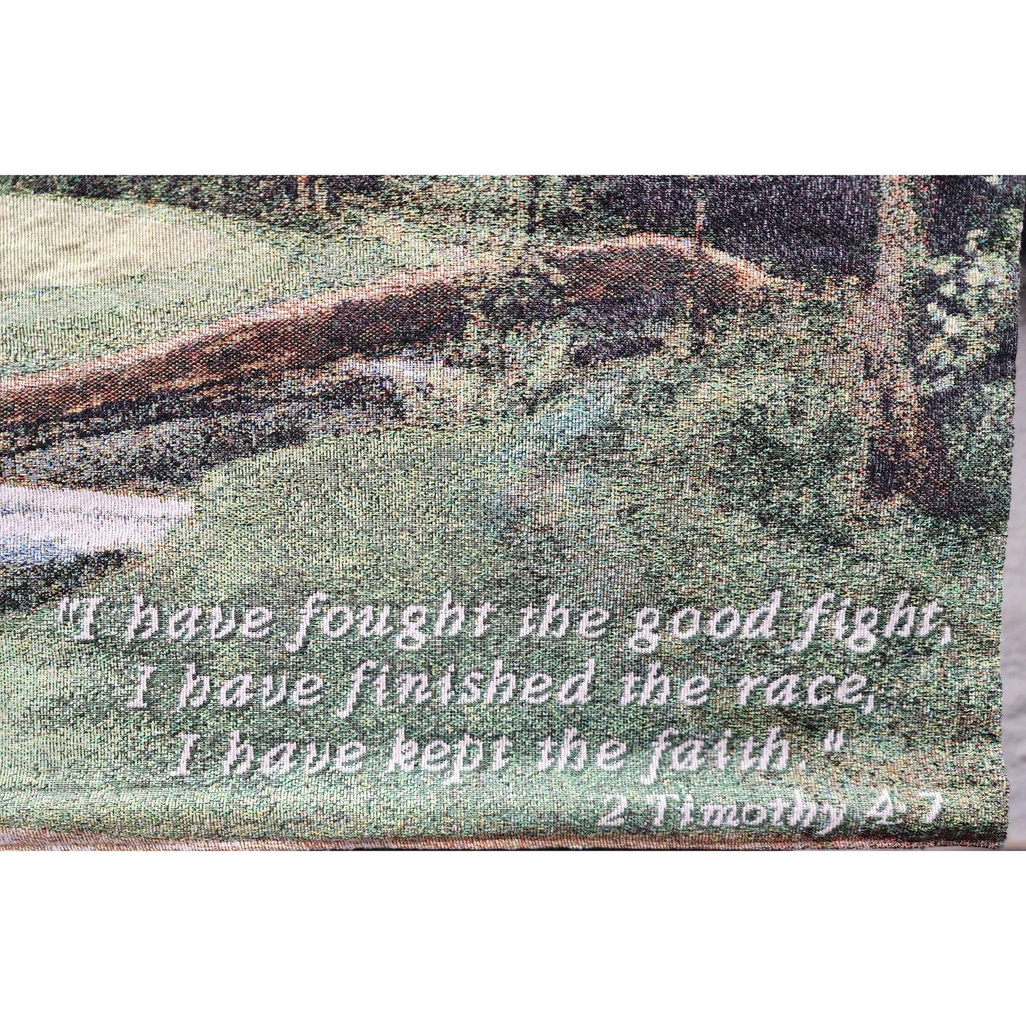 Donny Finley Golf Course Tapestry w/ 2 Timothy 4:7 & Hanging Loops 35.5"x25.5"