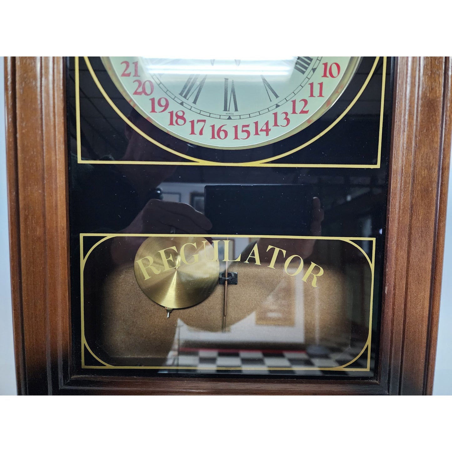Vintage Elgin Regulator 31 Day Clock Wood Case Brass Pendulum Chimes w/ Key