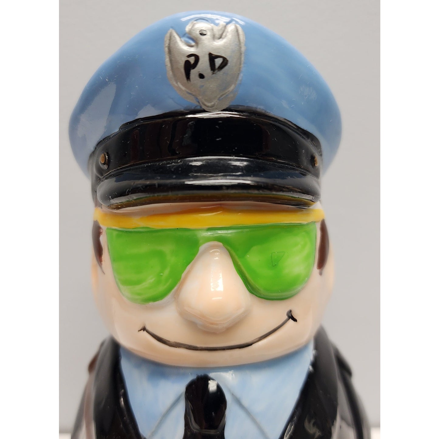 M.S.R. Imports Policeman Mug, Ceramic, Pewter Lid, Hand Painted, 8.25" Vintage