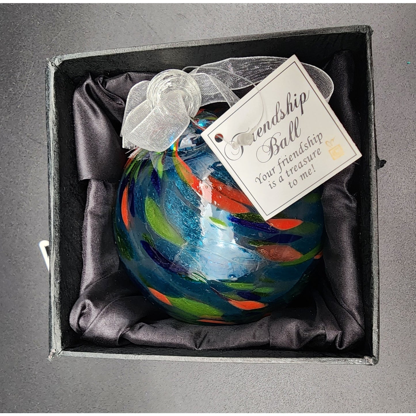 Vintage Giftcraft Friendship Balls Pair w/ Boxes – Handblown Art Glass 3.5"