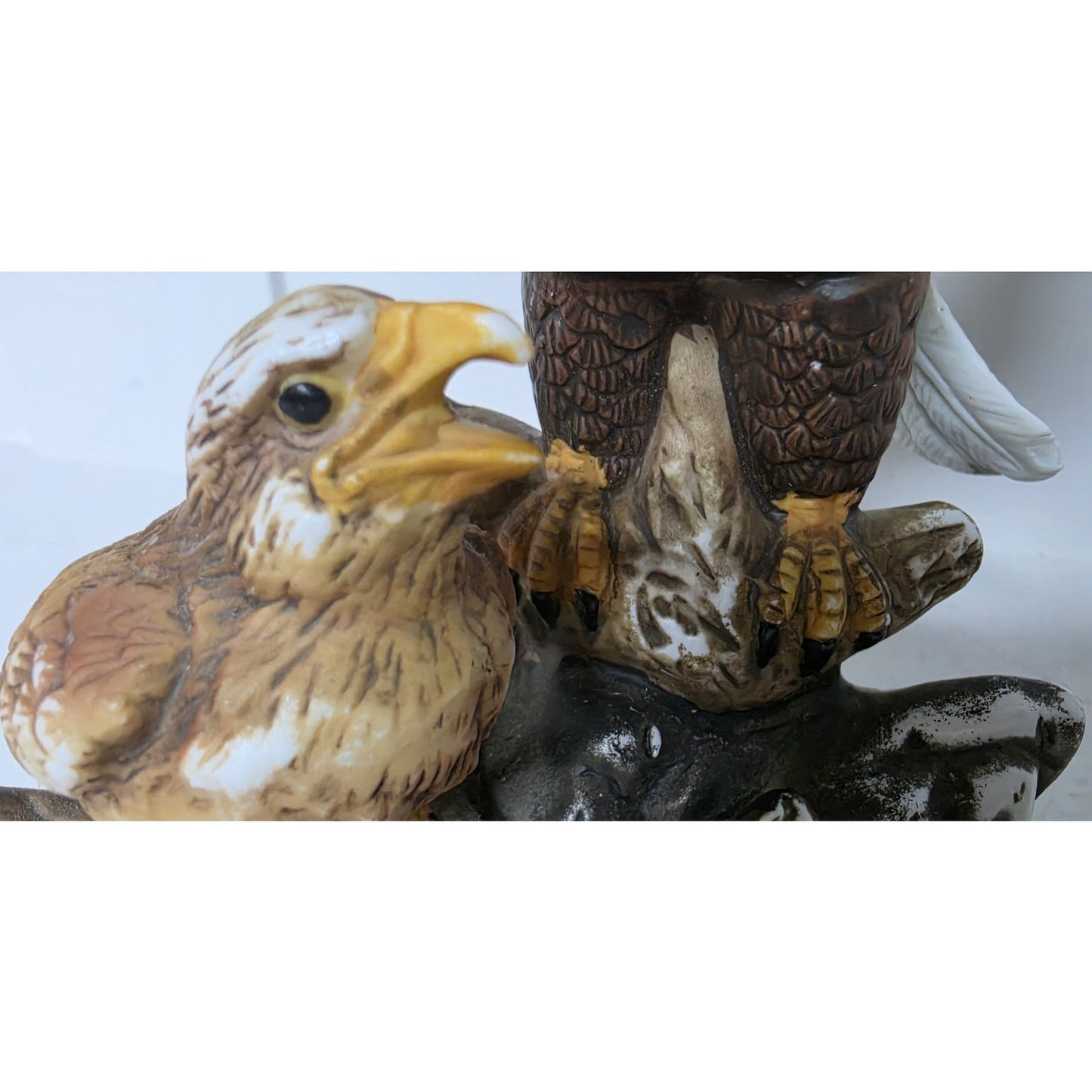 Vintage Taiwan Hand Painted Eagle & Fledgling Porcelain Figurine 8.5"