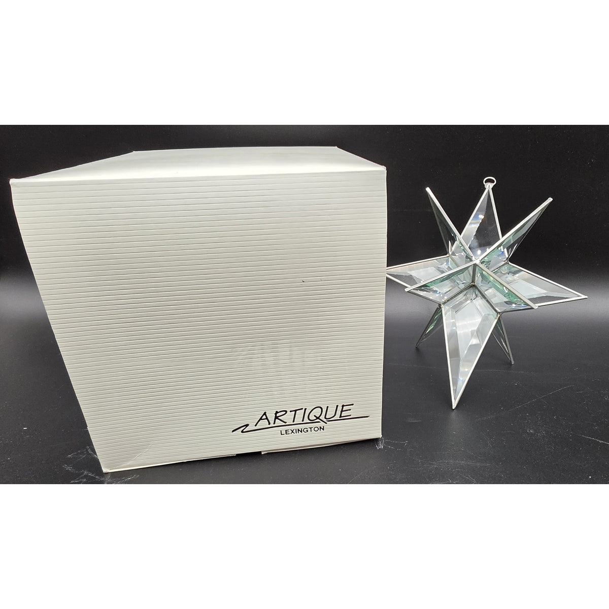 Vintage Artique Lexington Beveled Jade Glass 3D Moravian Star Suncatcher Boxed
