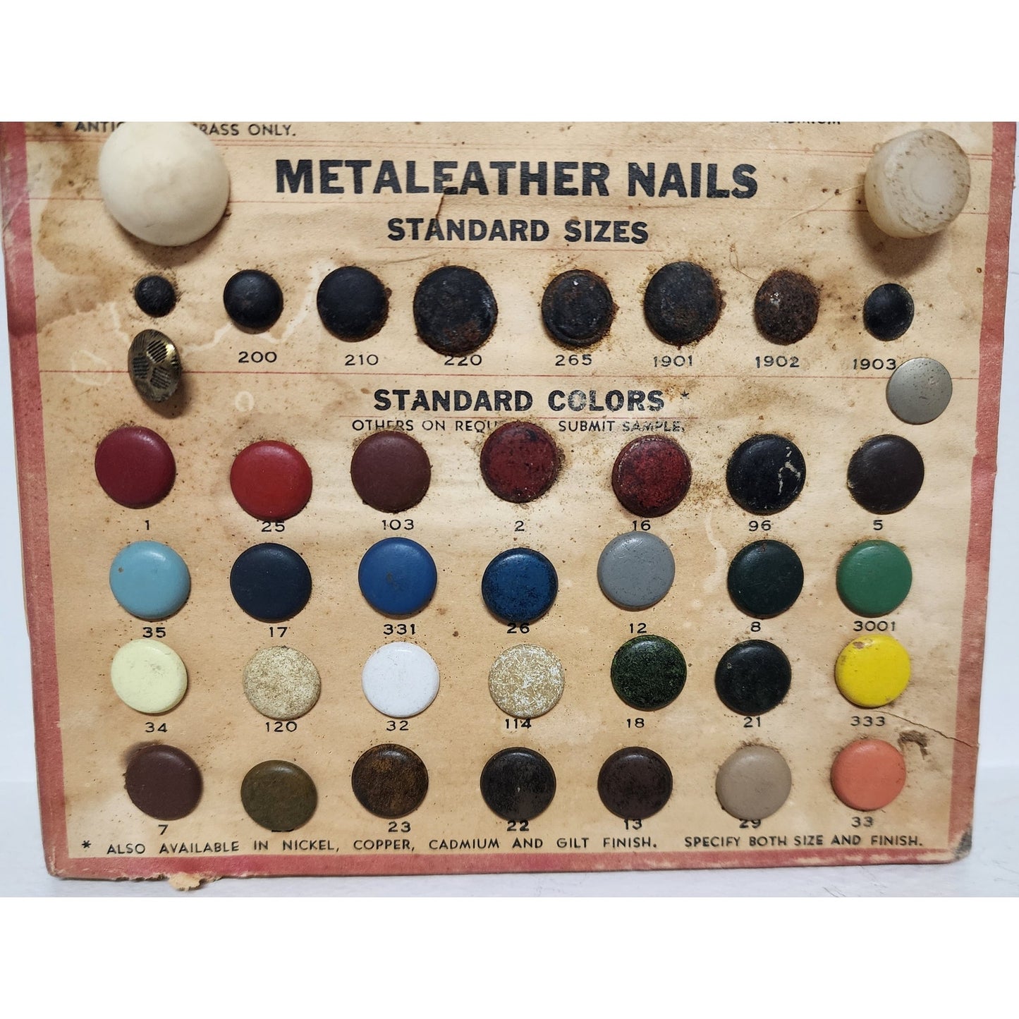 Vintage Victor H. Lampe Furniture Nail Sample Card Covington KY Upholstery